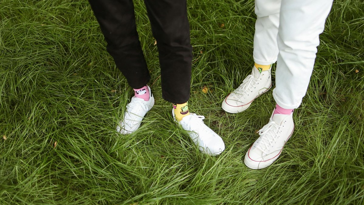 white socks grass