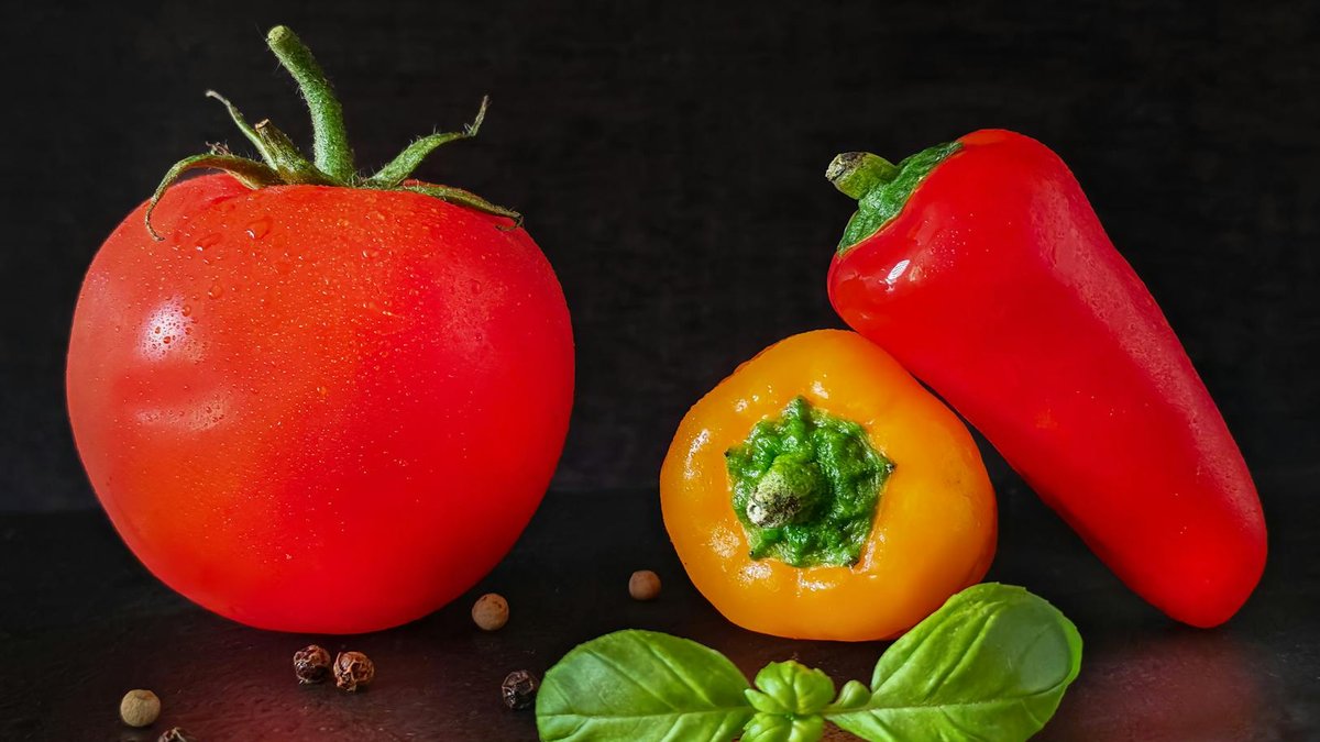 basil and peppers