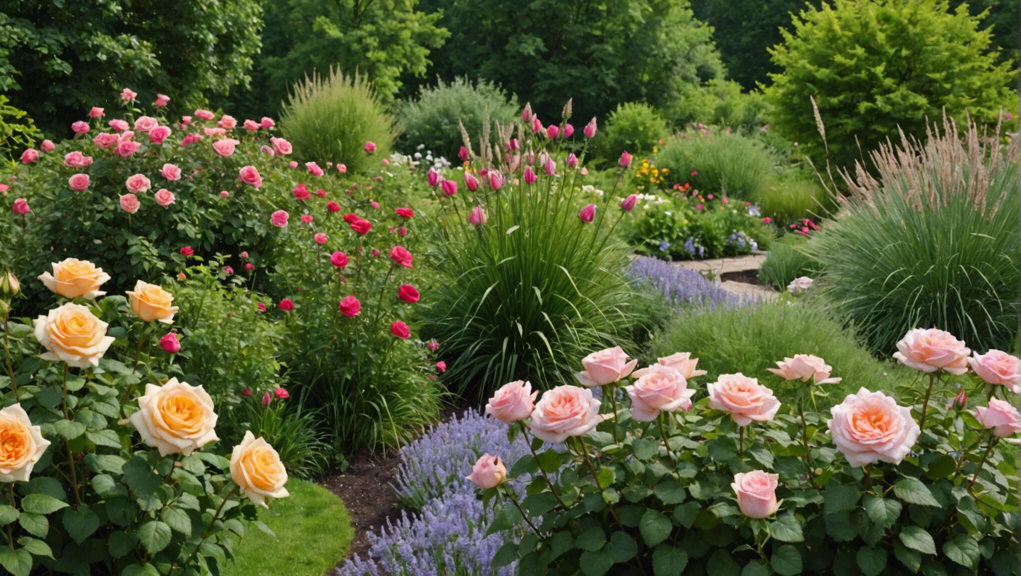 2. Associer des rosiers avec des plantes envahissantes