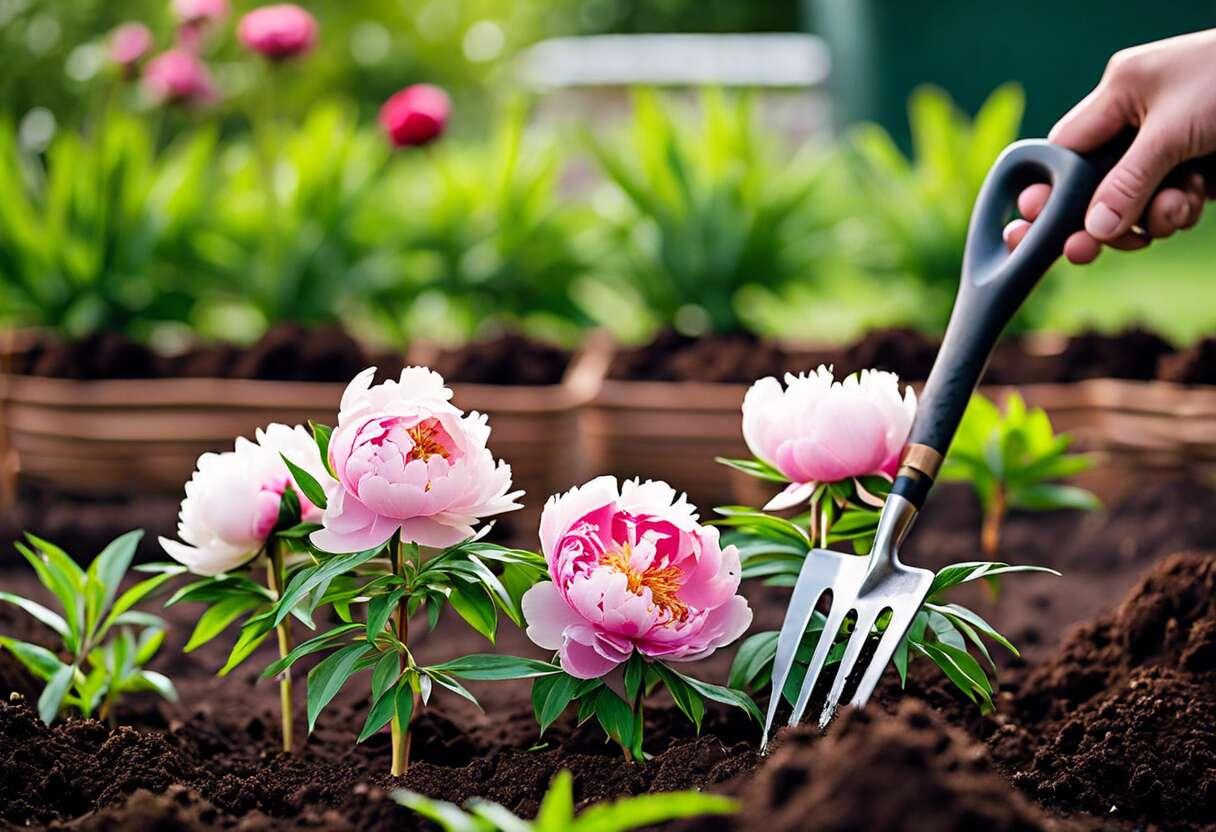Diviser les touffes de pivoines